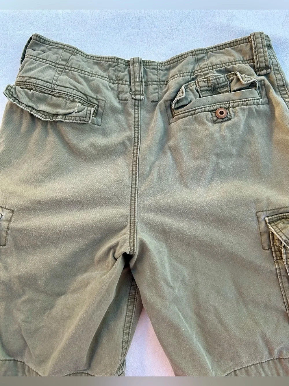 Vintage Hollister Cargo Shorts Buttonfly Olive Green Olive Sz.32 Distressed